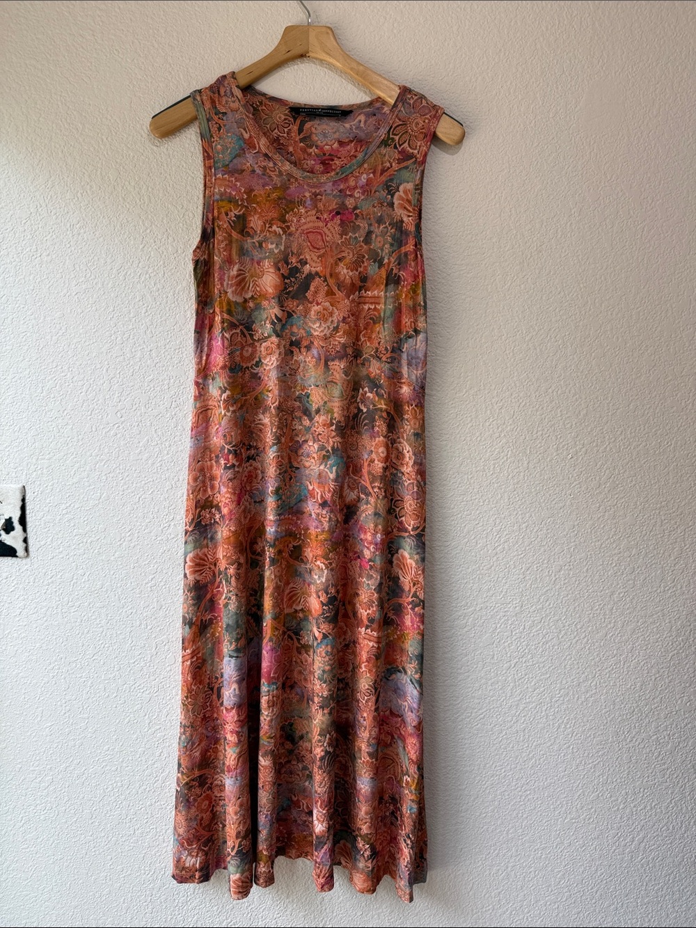 Peruvian Connection Solange Sleeveless Midi Multicolor Floral Print Dress Sz M - Picture 2 of 6
